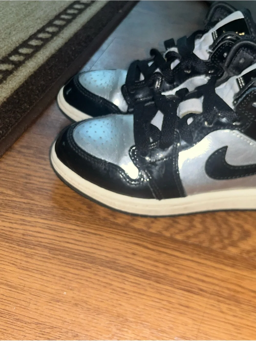 Jordan Kids Black and Silver High-Top Sneakers
